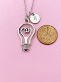 Silver Light Bulb Charm Necklace, N1750A