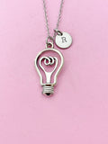 Silver Light Bulb Charm Necklace, N1750A