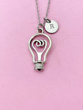 Silver Light Bulb Charm Necklace, N1750A