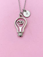 Silver Light Bulb Charm Necklace, N1750A