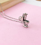 Silver Toilet Seat Charm Necklace, N467A