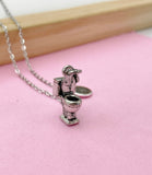 Silver Toilet Seat Charm Necklace, N467A