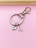 Silver RX Keychain, Personalized Initial Gift, N2239T
