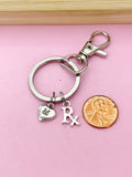 Silver RX Keychain, Personalized Initial Gift, N2239T