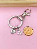 Silver RX Keychain, Personalized Initial Gift, N2239T
