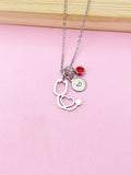 Silver Stethoscope Charm Necklace, Doctor Nurse Medical School Student Gifts, N5627A