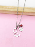 Silver Stethoscope Charm Necklace, Doctor Nurse Medical School Student Gifts, N5627A