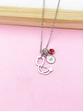 Silver Stethoscope Charm Necklace, Doctor Nurse Medical School Student Gifts, N5627A