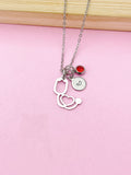 Silver Stethoscope Charm Necklace, Doctor Nurse Medical School Student Gifts, N5627A