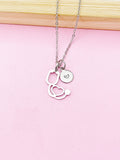 Silver Stethoscope Charm Necklace, Stainless Steel, Doctor Nurse Medical School Student Gifts, N5627B