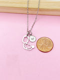 Silver Stethoscope Charm Necklace, Stainless Steel, Doctor Nurse Medical School Student Gifts, N5627B