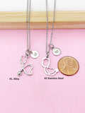 Silver Stethoscope Charm Necklace, Doctor Nurse Medical School Student Gifts, N5627C