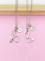 Silver Stethoscope Charm Necklace, Doctor Nurse Medical School Student Gifts, N5627C