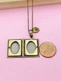 Bronze Miniature Book Locket Necklace, Initial Charm, Personalized Gift