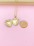 Gold Heart Bowknot Locket Necklace, N4224
