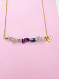 Gold Fluorite Necklace Natural Gemstone Jewelry, Bracelet Option, Personalized Customized Gifts, N4277D