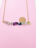 Gold Fluorite Necklace Natural Gemstone Jewelry, Bracelet Option, Personalized Customized Gifts, N4277D