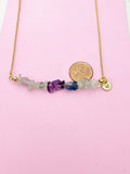 Gold Fluorite Necklace Natural Gemstone Jewelry, Bracelet Option, Personalized Customized Gifts, N4277D