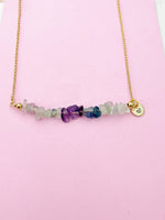 Gold Fluorite Necklace Natural Gemstone Jewelry, Bracelet Option, Personalized Customized Gifts, N4277D
