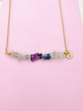 Gold Fluorite Necklace Natural Gemstone Jewelry, Bracelet Option, Personalized Customized Gifts, N4277D