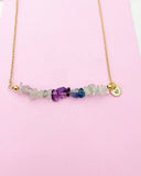 Gold Fluorite Necklace Natural Gemstone Jewelry, Bracelet Option, Personalized Customized Gifts, N4277D