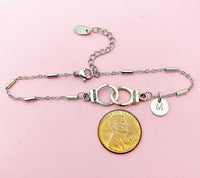 Silver Freedom Handcuff Bracelet, Gold in Option, N1483G