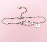 Silver Freedom Handcuff Bracelet, Gold in Option, N1483G