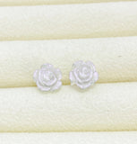 Rose Flower Stud Earrings in Silver, Surgical Stainless Steel, N5694G