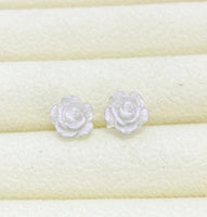Rose Flower Stud Earrings in Silver, Surgical Stainless Steel, N5694G