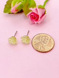 Rose Earrings, Yellow Flower Silver Stud Earrings, Surgical Stainless Steel, N5694C