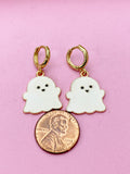 Gold Cute Ghost Charm Earrings, Halloween Jewelry, N3684B