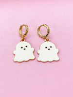 Gold Cute Ghost Charm Earrings, Halloween Jewelry, N3684B