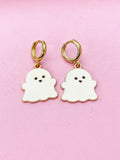 Gold Cute Ghost Charm Earrings, Halloween Jewelry, N3684B