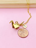 Gold Bird Necklace, Paper Crane Necklace, Japanese Crane, Silver in Option, N1470B