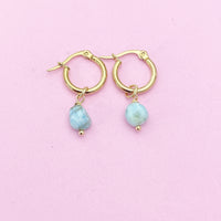 Larimar Earrings, Natural Gemstone Jewelry, N5115
