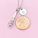 Silver Microphone Charm Necklace, N2625B
