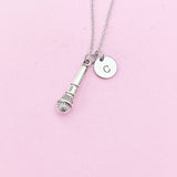 Silver Microphone Charm Necklace, N2625B