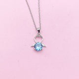 Silver Guardian Angel Charm Necklace, Cubic Zirconia Jewelry, N2335