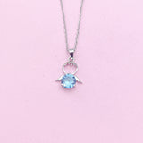 Silver Guardian Angel Charm Necklace, Cubic Zirconia Jewelry, N2335