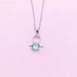 Silver Guardian Angel Charm Necklace, Cubic Zirconia Jewelry, N2335