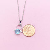 Silver Guardian Angel Charm Necklace, Cubic Zirconia Jewelry, N2335