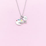 Silver Artist Paint Palette Charm Necklace, N376A