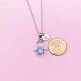 Silver Guardian Angel Charm Necklace, Cubic Zirconia Jewelry, N2335A