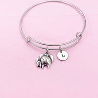 Silver Mother Elephant and Baby Calf Charm Bracelet, N1498