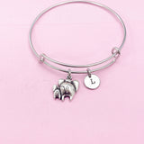 Silver Mother Elephant and Baby Calf Charm Bracelet, N1498