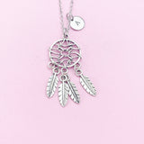 Silver Dreamcatcher Charm Necklace, Dream Catcher, Feather Charm, N15A