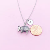 Silver Armadillo Charm Necklace, Animal Charm, N776