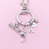 Graduation Charm Keychain, Rx Diploma, Initial Charm, Personalized Gift