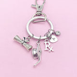 Graduation Charm Keychain, Rx Diploma, Initial Charm, Personalized Gift