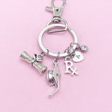 Graduation Charm Keychain, Rx Diploma, Initial Charm, Personalized Gift